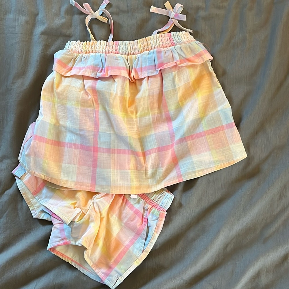 Rainbow plaid shorts set- NWT